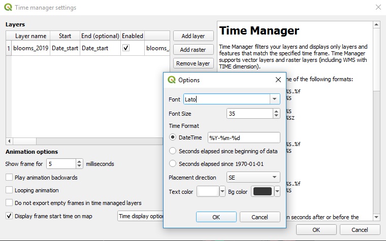 QGIS TimeManager settings